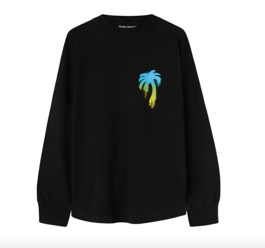 Palm Angels Sprayed Palm Logo Over L/S Black